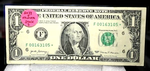 VERY RARE FROM SHEET 2017 $1.00 STAR NOTE VERY RARE LOW RUN 250K GOOD COND - Picture 1 of 2
