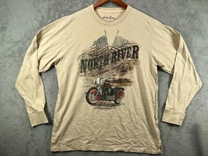 North River American Motorcycle Club Mens Large T Shirts Long Sleeve Brown Crew - Picture 1 of 8