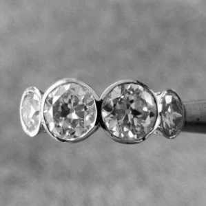 3.30Ct White Round CZ Bezel Set Engagement Ring Solid 925 Sterling Silver - Picture 1 of 5