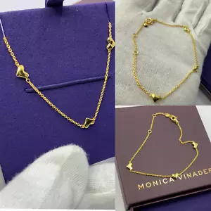 Pulsera cadena estación corazón monica vinader oro 18k vermeil PVP £78 - Imagen 1 de 13