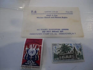 1967 Jamestown Stamp Company T-6, GABON C59-60 MISSIONE CHIESA E DIRITTI UMANI - Foto 1 di 3