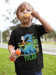 Personalized Blue Dinosaur Birthday Shirt - Dino Shirt - dinosaur boys shirt - Picture 1 of 2