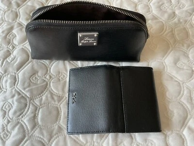 Bolso pequeño de cuero cosmético con logotipo de Lauren Ralph Lauren y billetera pequeña a juego Foto 1 de 4