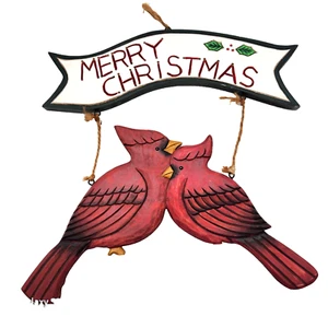 Cardinals Wooden Wall Hanging Kurt S Adler Handcarved Christmas Vintage - Picture 1 of 6