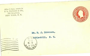 Envelope J L Taylor & Co New York NY to Cobledkill NY 10/4/1920 - Picture 1 of 2