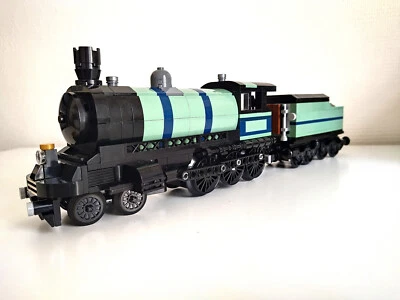 LEGO custom MOC train steam locomotive & tender, with instructions - Photo 1/4