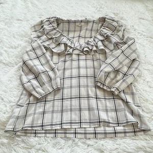 Entro Womens Top Small Academia Plaid Tiered Ruffle Neck Romantic Gothic 14781 - Picture 1 of 9