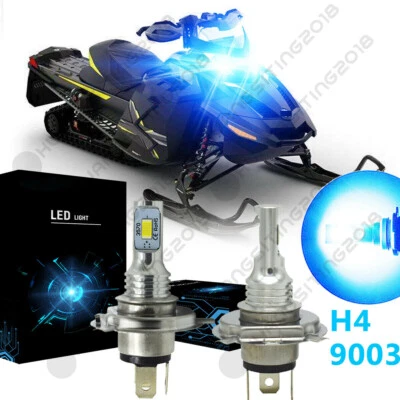 2X Ice Blue H4 LED Headlight Bulb 8000K BY For Ski-Doo MXZ 440 583 670 1996-2000 Foto 1 de 4