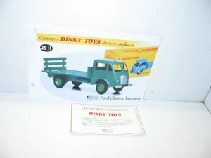 1 Sheet + Certif. Dinky Toys Atlas Repro Ref 25 H, Truck Ford Plateau Brewer - Picture 1 of 1