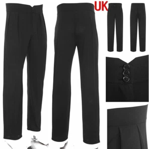 UK Men Latin Dance Pant High Waist Ballroom Trousers Latin Tango Samba Dancewear - Picture 1 of 17