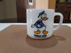 Vintage Milk Glass Donald Duck Coffee Mug Tea Cup Walt Disney Cartoon Charactor - Foto 1 di 4