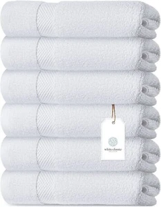 Luxury White Hand Towels -  Soft Cotton Supper Absorbent Hotel towel 6-Pk 16X30 - Picture 1 of 6