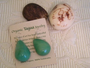 TAGUA VEG IVORY NATURA GREEN TEAR DROP EARRINGS,NWT APPROX 2" on FISH HOOK - Picture 1 of 2