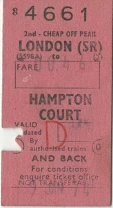 RETURN TICKET LONDON SR - HAMPTON COURT 1974 - 2ND CHEAP OFF PEAK - Picture 1 of 1