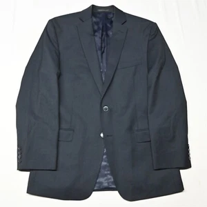 Calvin Klein 40R Navy Blue Check 100% Cotton Mens Blazer Suit Jacket Sport Coat - Picture 1 of 12