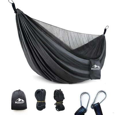 Hängematte Outdoor mit Moskitonetz Hammock Camping kompl. mit Karabiner u Gurt
