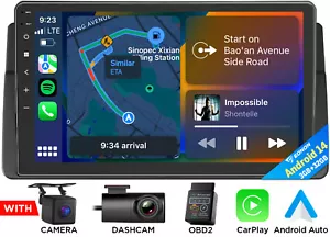 9" Android 14 Carplay For BMW 3 Series E46 M3 Car Stereo Radio GPS Head Unit DSP - Picture 1 of 19