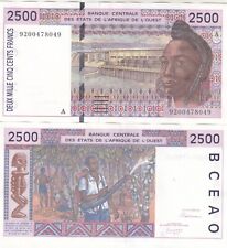 WEST AFRICAN STATES COTE D`IVOIRE 2500 FRANCS 1992 P112A AU/UNC
