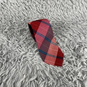 Vintage Private Club Neck Tie Men's Red Blue Plaid Preppy Academia Retro - Picture 1 of 4
