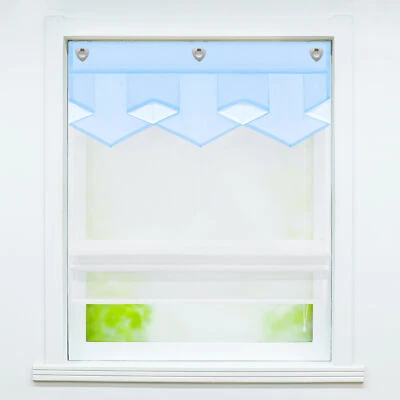 Raffrollo mit Ösen Doppelschicht Raffgardinen ohne Bohren Küche Voile Vorhang - Bild 1 von 4