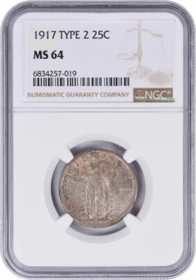 1917 Standing Liberty Silver Quarter Type 2 MS64 NGC - Image 1 of 2