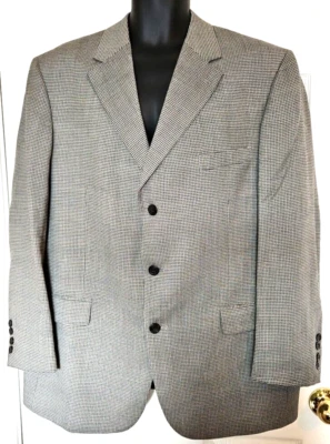 Chaqueta Blazer Gianfranco Ruffini Para Hombres 46R Negra Beige 100% Lana Forro Completo Foto 1 de 4