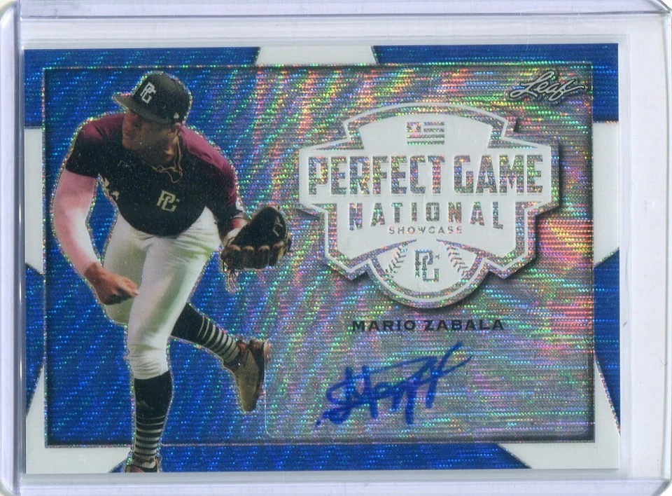 2019 Leaf Perfect Game Metal Autographs Blue Wave Mario Zabala Auto 6/10 - Image 1 of 1