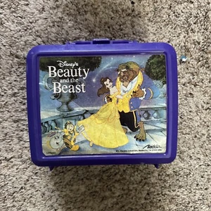 Vintage 90's Aladdin Disney Beauty The Beast Purple Lunch Box *No Thermos - Picture 1 of 1
