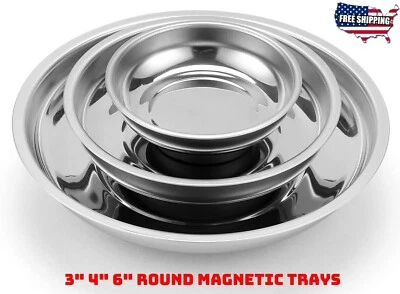 Juego de Bandejas Magnéticas Redondas de 3 Piezas, 3" 4" 6", Bandejas Portaherramientas para Tornillos Herramientas Foto 1 de 4