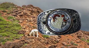 Vintage 1982 Fur Rendezvous Buckle Anchorage Alaska Sheep Rondy Collectible 80s - Picture 1 of 5