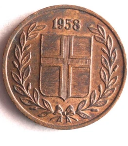 1958 ICELAND EYRIR - Excellent Coin - FREE SHIP - Iceland Bin ZZZ - Picture 1 of 2