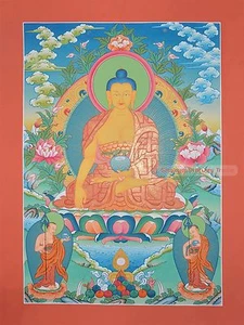 Pintura budista tibetano Thangka/Thanka de 32,5"" x 24"" Buda Shakyamuni Nepal - Imagen 1 de 6