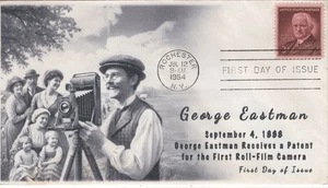 AO-1062, 1954, George Eastman, First Day Cover, Add-on Cachet, Rochester NY, SC - Picture 1 of 1
