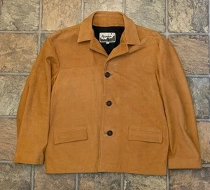 vntg Arizona Leather Co NYC Jacket Honey Brown Button Front sz L mens Boutique - Picture 1 of 24