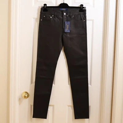READ Polo Ralph Lauren black lamb leather pants five-pocket tapered leg US 8 / L - Image 1 of 4