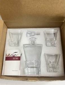 LUXU Premium Whiskey Decanter con tappo in vetro, 29 once e 3 bicchieri da whisky - Foto 1 di 12