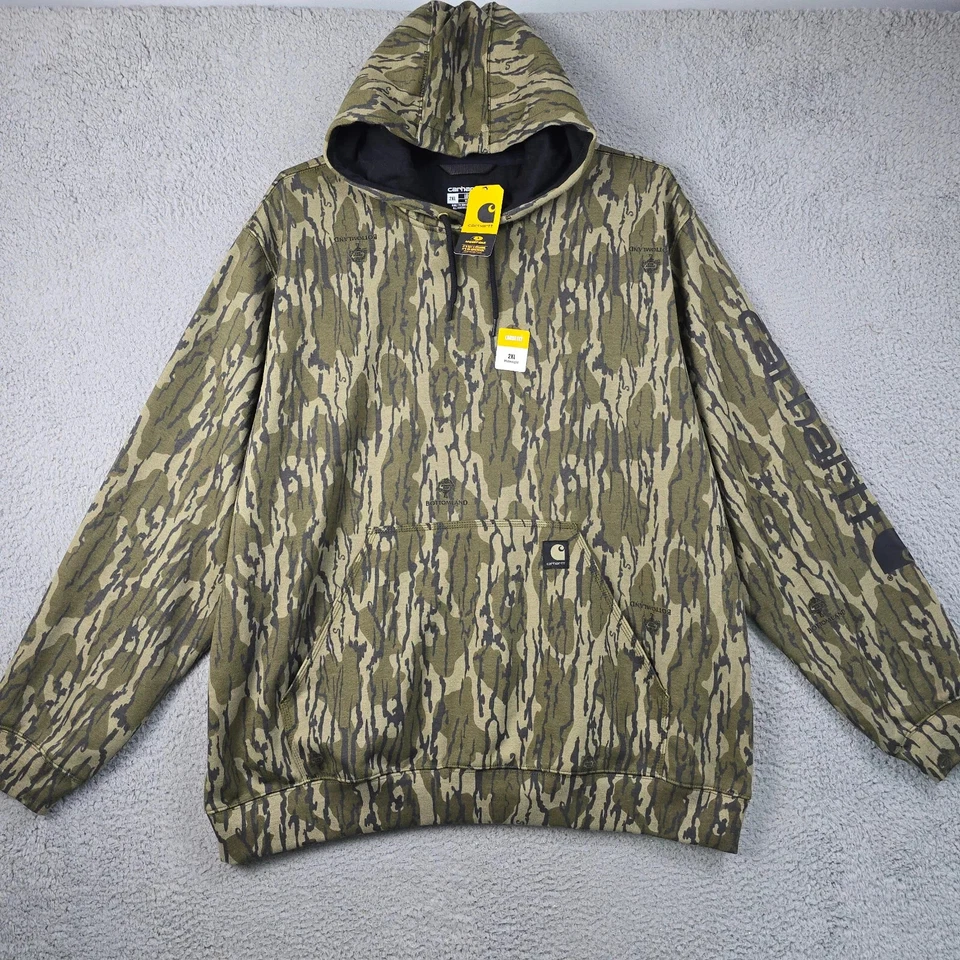 Carhartt Hoodie Sweatshirt Mens Size Large Gray Workwear K288 G39 Green Spellout