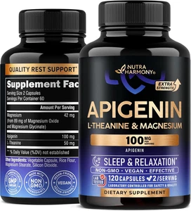 Apigenin 100Mg - Apigenin Supplement for Sleep Support with L-Theanine & Magn... - Picture 1 of 12