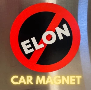 ANTI ELON NO! Round -CAR MAGNET- Viral Tesla Bumper Sticker Decal Cling. 2 pack! - Bild 1 von 3