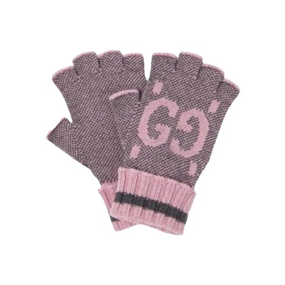 NIB Gucci GG Fingerless Gloves Mittens Pink Size L 100% Cashmere - Image 1 of 4