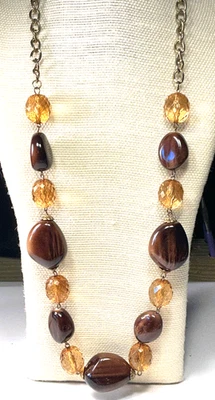 Moda Collar Acrílico Plástico Marrón Ámbar Latón Forrado Cuentas Grueso Lote 82D Foto 1 de 3