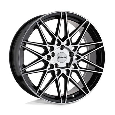 20x8.5 Petrol P3C GLOSS BLACK W/ MACHINED FACE Wheel 5x120 (35mm) - Image 1 of 4