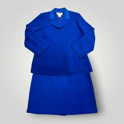 Traje Falda Plaza South Mujer Talla 10 Azul Real 2 Piezas Forrado Chaqueta y Falda Foto 1 de 4