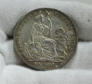 1890 Republic Peru Un Sol Silver Crown XF+ - Picture 1 of 2