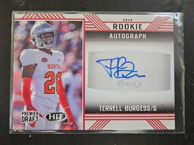 2020 Sage Hit Rookie Red Autograph Terre Burgess Utah RC - Image 1 of 2