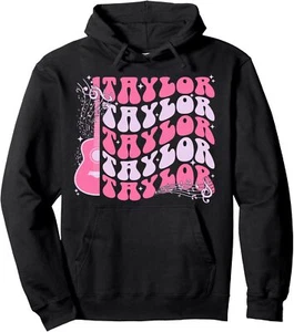 Girl Retro TAYLOR First Name Personalized Groovy Birthday Pullover Hoodie - Picture 1 of 7