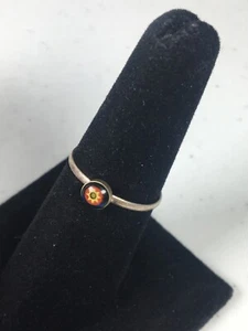 VINTAGE STERLING SILVER CIRCLE SHAPED GLASS RING SIGNED SIZE 7.25 - Picture 1 of 11