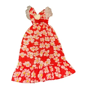 Barbie SEARS Fashion Doll Outfit #9006 Red And White Floral Maxi Dress 1975 RARE - Picture 1 of 5