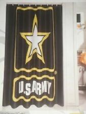 US Army Star Black Shower Curtain 70x72 100% Polyester Bathroom Set with Hooks