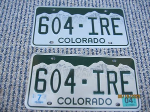 Colorado Nummernschild Paar # 604 - IRE Aufkleber 2004 - Bild 1 von 7